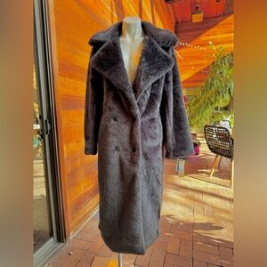 NWT- Luxurious Navy Rebecca Minkoff Faux Fur Coat